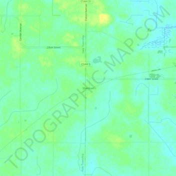 Mappa topografica Sherman, altitudine, rilievo