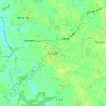 Mappa topografica Engeln, altitudine, rilievo