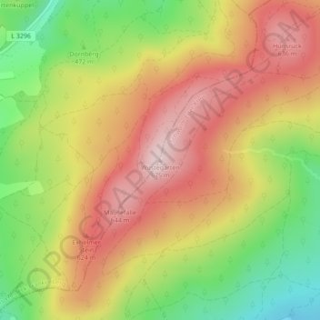 Mappa topografica Wüstegarten, altitudine, rilievo