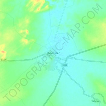 Mappa topografica Kheenvsar, altitudine, rilievo