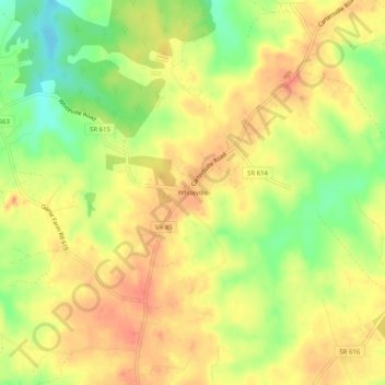Mappa topografica Whiteville, altitudine, rilievo