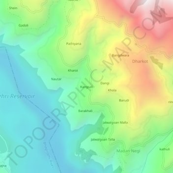 Mappa topografica Kangsali, altitudine, rilievo