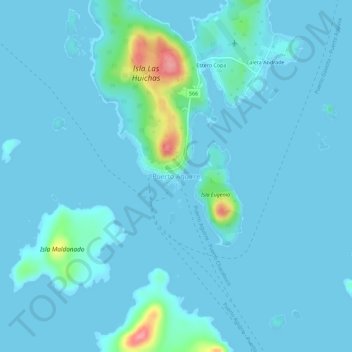 Mappa topografica Puerto Aguirre, altitudine, rilievo