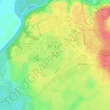 Mappa topografica Fort Benning, altitudine, rilievo