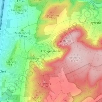 Mappa topografica Eddigehausen, altitudine, rilievo
