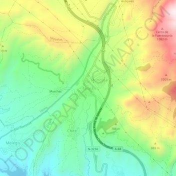 Mappa topografica Talará, altitudine, rilievo