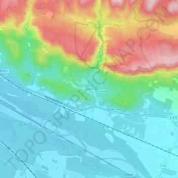 Mappa topografica Riofret, altitudine, rilievo