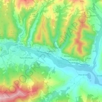 Mappa topografica Sugremaro, altitudine, rilievo