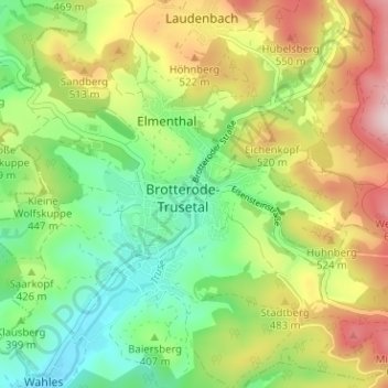Mappa topografica Trusetal, altitudine, rilievo