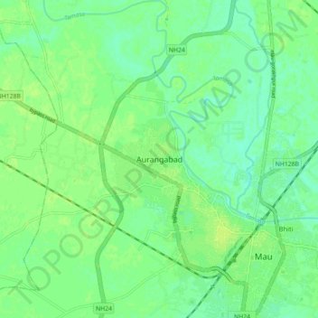 Mappa topografica Aurangabad, altitudine, rilievo