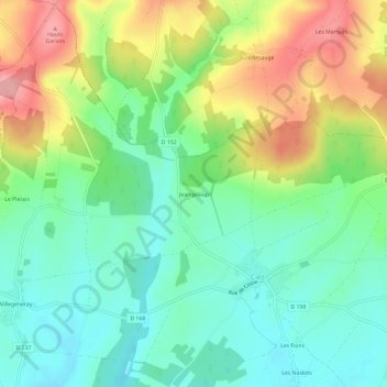 Mappa topografica Jeangeloup, altitudine, rilievo