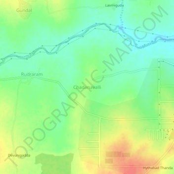 Mappa topografica Chadanavalli, altitudine, rilievo