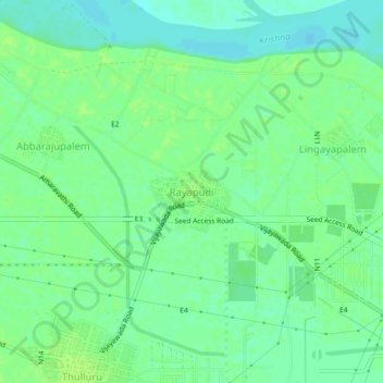 Mappa topografica Rayapudi, altitudine, rilievo