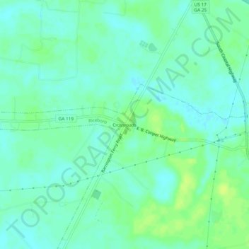 Mappa topografica Crossroads, altitudine, rilievo