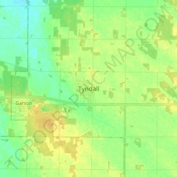 Mappa topografica Tyndall, altitudine, rilievo