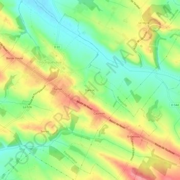 Mappa topografica Damiac, altitudine, rilievo