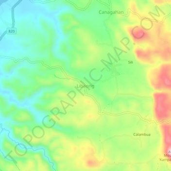 Mappa topografica Libaong, altitudine, rilievo