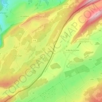 Mappa topografica Le Gardot, altitudine, rilievo