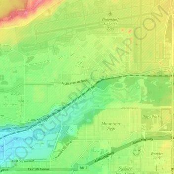 Mappa topografica Wilson Village, altitudine, rilievo