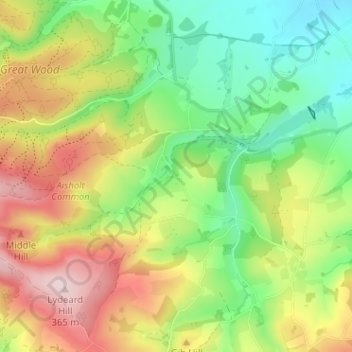 Mappa topografica Aisholt, altitudine, rilievo