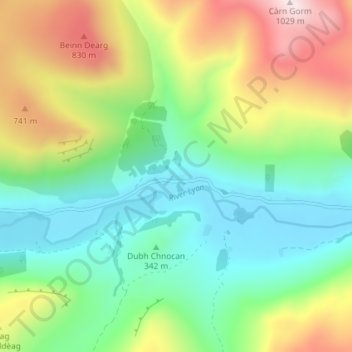 Mappa topografica Camusvrachan, altitudine, rilievo