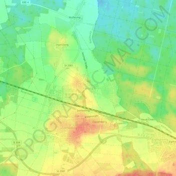Mappa topografica Pöring, altitudine, rilievo