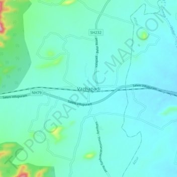 Mappa topografica Vazhapadi, altitudine, rilievo