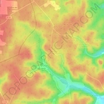 Mappa topografica Paris Buton, altitudine, rilievo