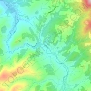 Mappa topografica Greti, altitudine, rilievo