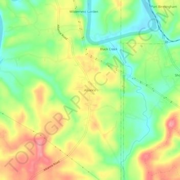 Mappa topografica Alliance, altitudine, rilievo