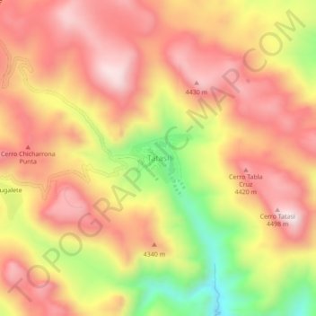 Mappa topografica Tatasi, altitudine, rilievo