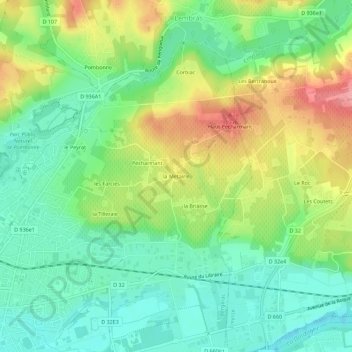 Mappa topografica la Metairie, altitudine, rilievo