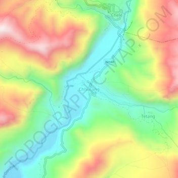 Mappa topografica Chhusang, altitudine, rilievo