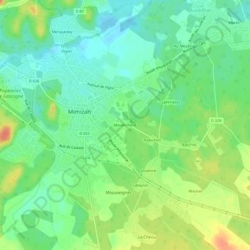 Mappa topografica Moulin Neuf, altitudine, rilievo