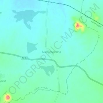 Mappa topografica Mohanraopeta, altitudine, rilievo