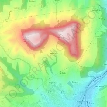 Mappa topografica Montels, altitudine, rilievo