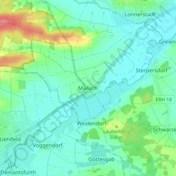 Mappa topografica Mailach, altitudine, rilievo