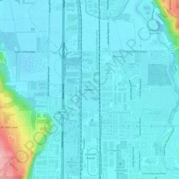 Mappa topografica Meredith, altitudine, rilievo