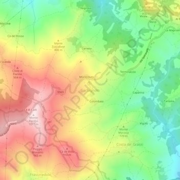 Mappa topografica Garfagnolo, altitudine, rilievo