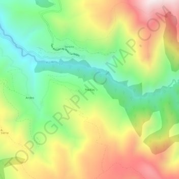Mappa topografica Pradías, altitudine, rilievo