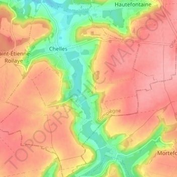 Mappa topografica Bérogne, altitudine, rilievo