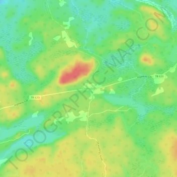 Mappa topografica Ormsby, altitudine, rilievo