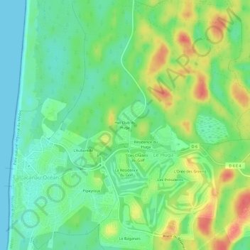 Mappa topografica Het Club du Huga, altitudine, rilievo