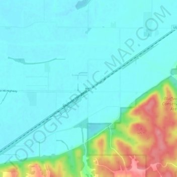 Mappa topografica Halls, altitudine, rilievo