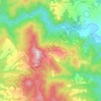 Mappa topografica San Vito in Monte, altitudine, rilievo
