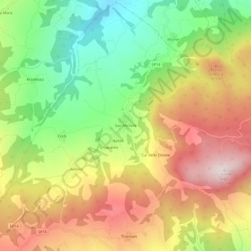 Mappa topografica San Michele, altitudine, rilievo
