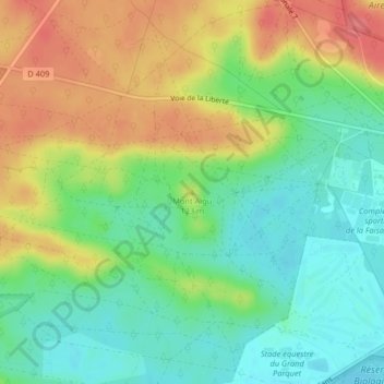 Mappa topografica Mont Aigu, altitudine, rilievo