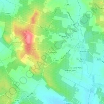 Mappa topografica Chez Audoin, altitudine, rilievo