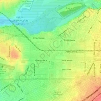 Mappa topografica Magnolia Avenue, altitudine, rilievo