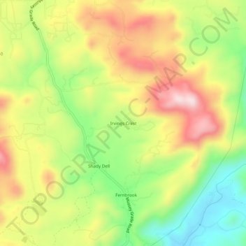 Mappa topografica Irvings Crest, altitudine, rilievo